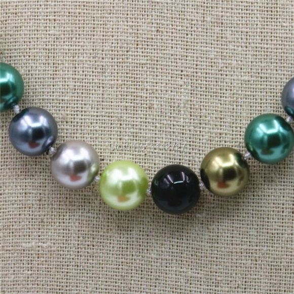 12mm Natural Multicolor Seashell Round Beads Necklace Chain Bracelet Set Girls - Picture 16 of 16